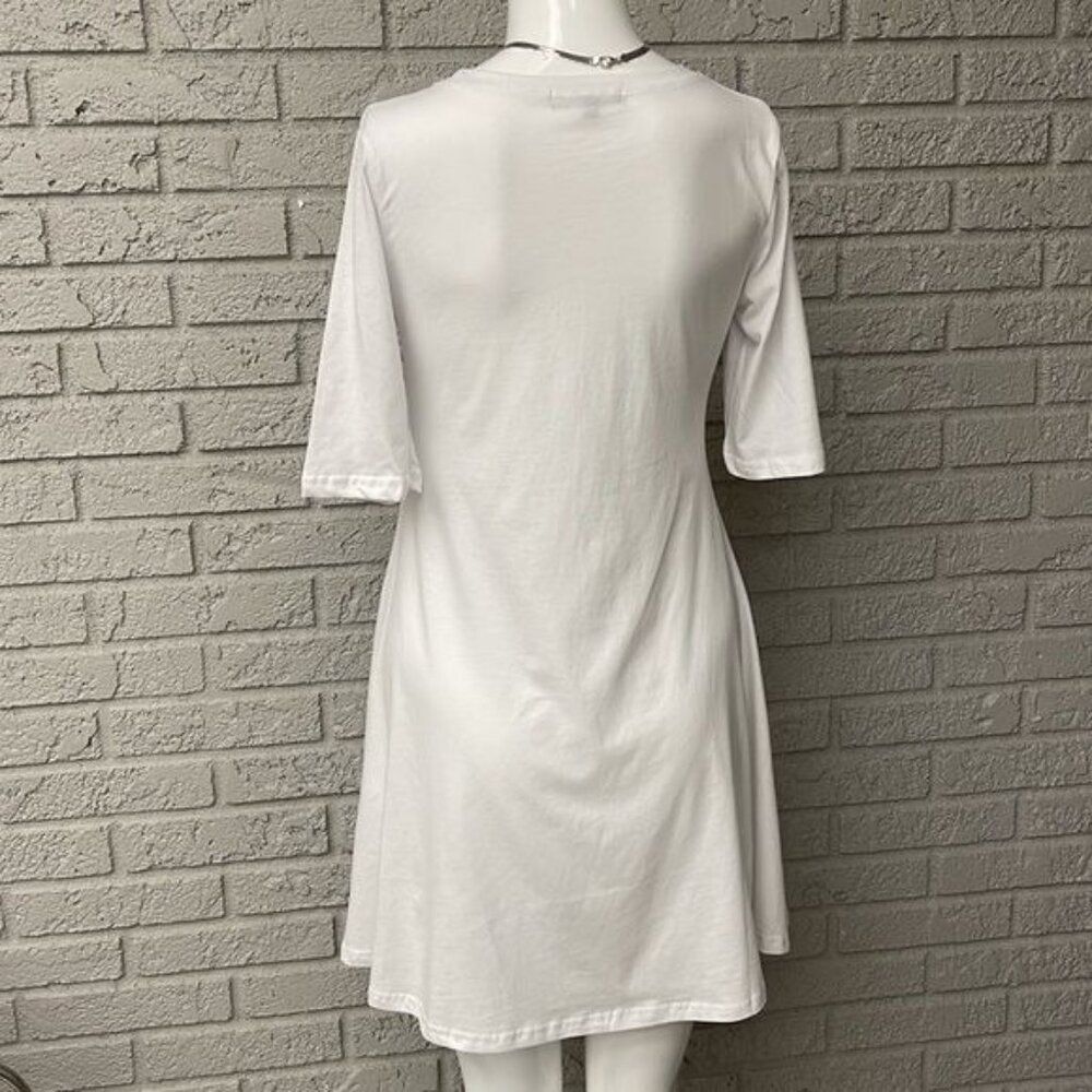 Eileen Fisher Women White A-Line T-Shirt Dress Size S - Picture 4 of 7